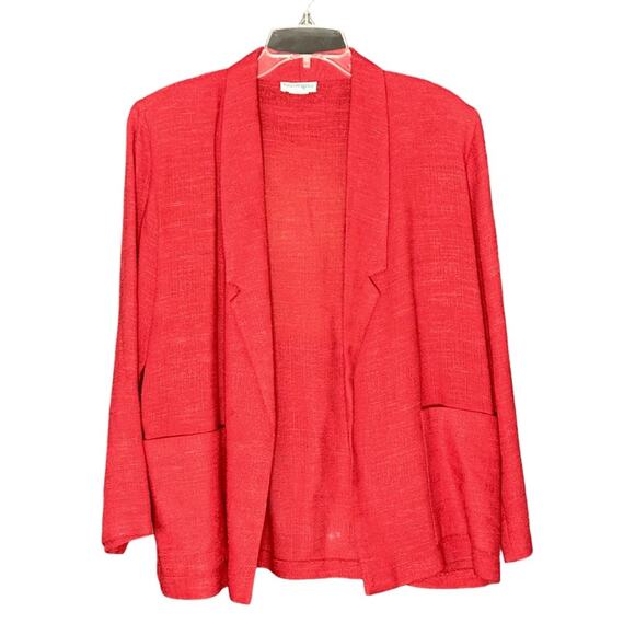 Vintage 80’s Willow Ridge Cherry Red Summer Blazer - Picture 1 of 5